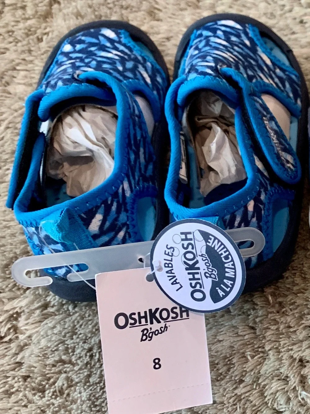 OshKosh B'gosh Bright Blue Patterned Kids Water Shoes